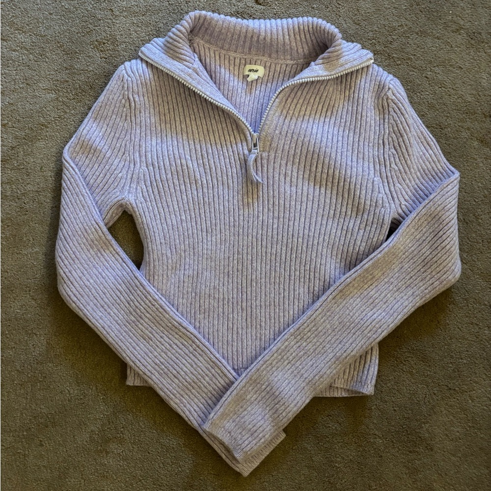 Aerie Purple Quarter Zip Sweater